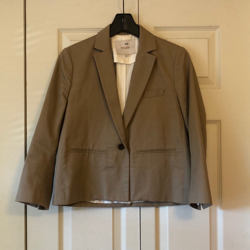 Maje cropped blazer tan/khaki